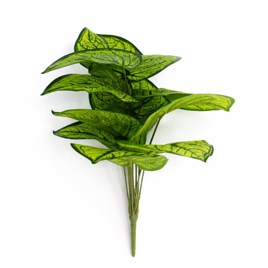60cm Artificial Caladium Stem Plant Bright Green Variegated Foliage – image 2