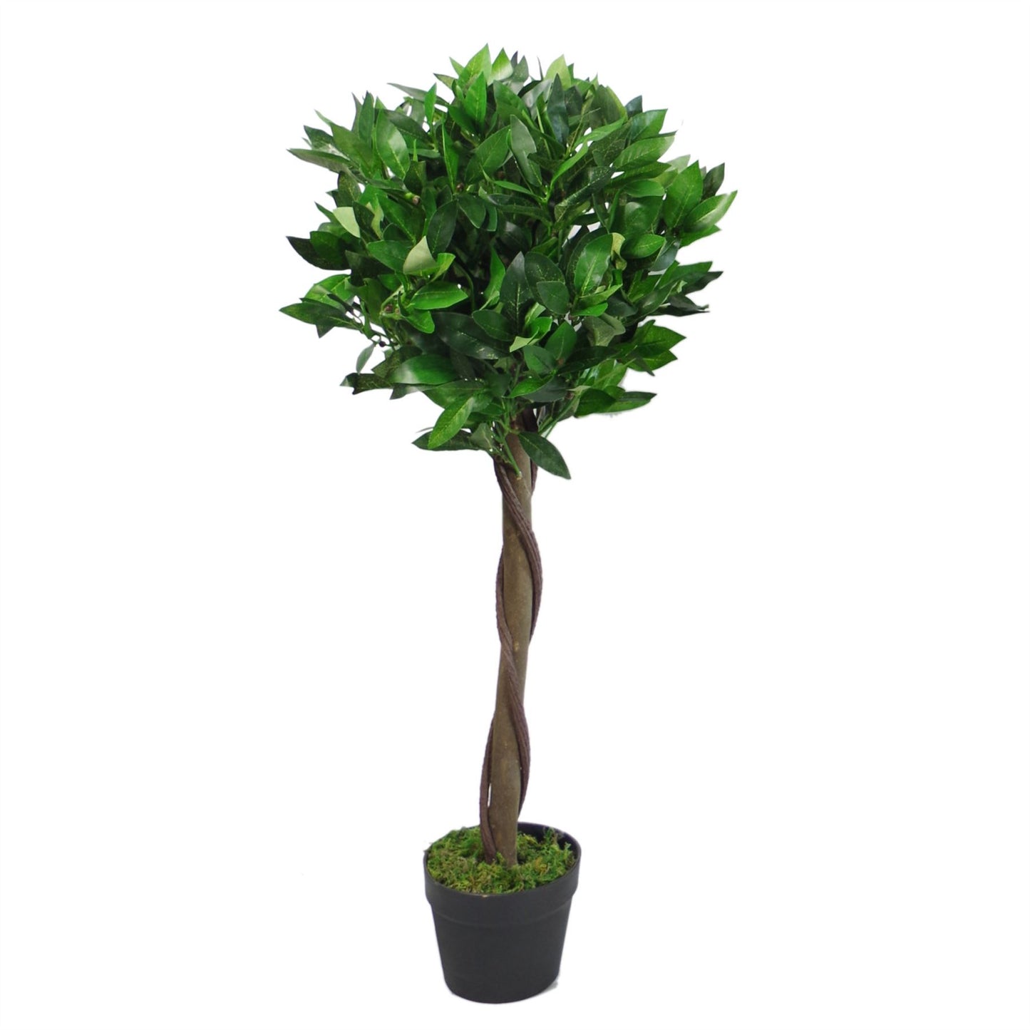 Pair of 90cm Twisted Stem Artificial Topiary Bay Laurel Ball Trees – image 4