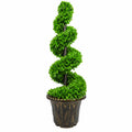 90cm Artificial Green Large Leaf Spiral with Decorative Planter