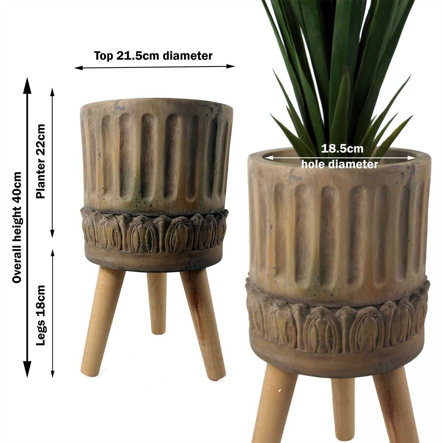 x 21.5cm Zandi Roman Composite Large Planter 40cm – image 3