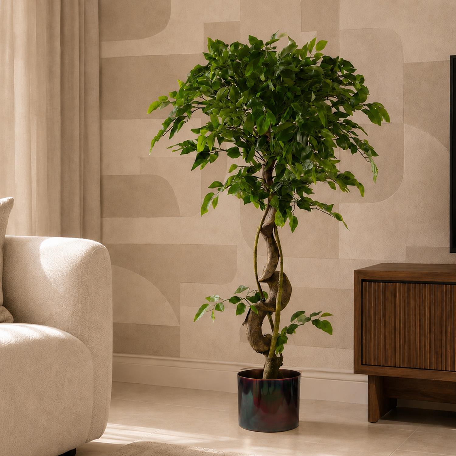 Twisted Trunk Artificial Japanese Fruticosa Style Ficus Tree 120cm – image 6