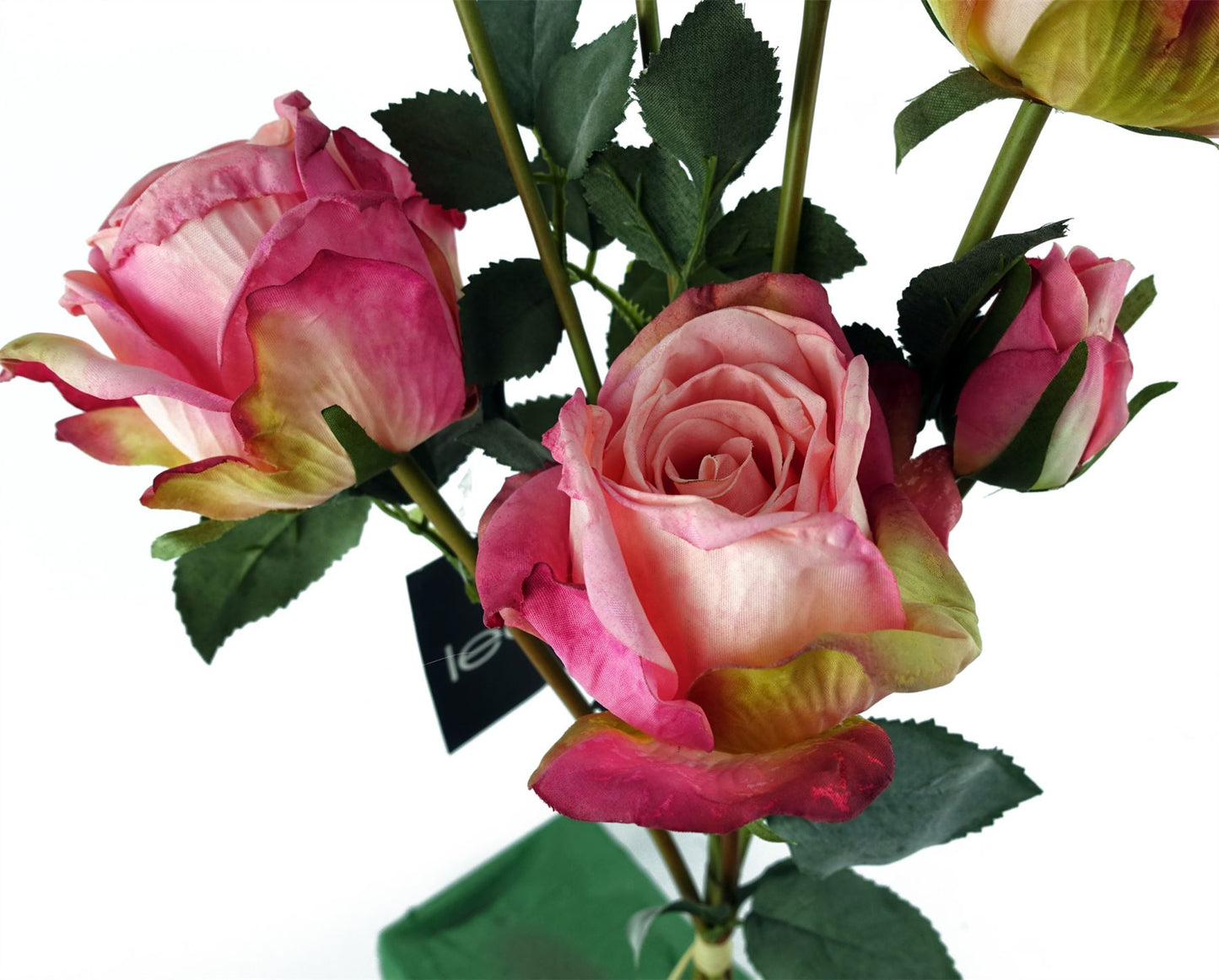 60cm Pink Rose Artificial Flowers Spray 4 Flowers 3 Buds – image 3