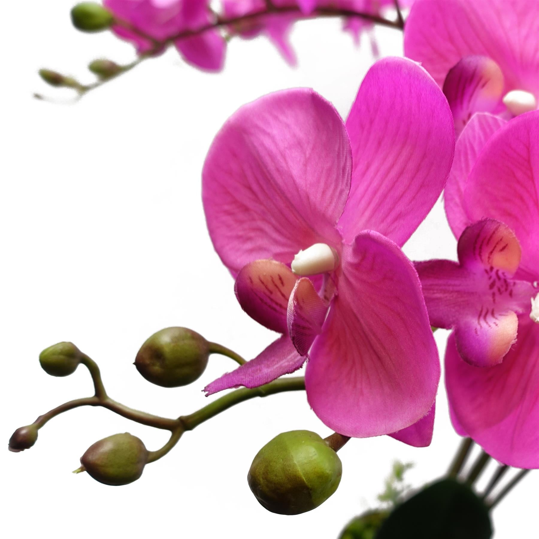 85cm Artificial Deluxe Bush Orchid Dark Pink with Black Pot – image 4