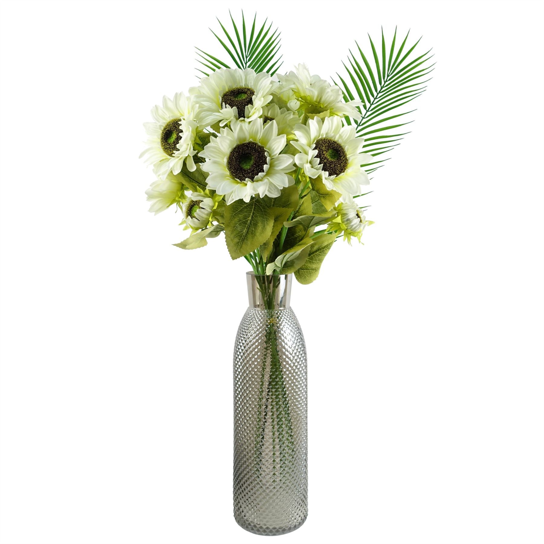 88cm White Artificial Sunflower 3 heads – image 4