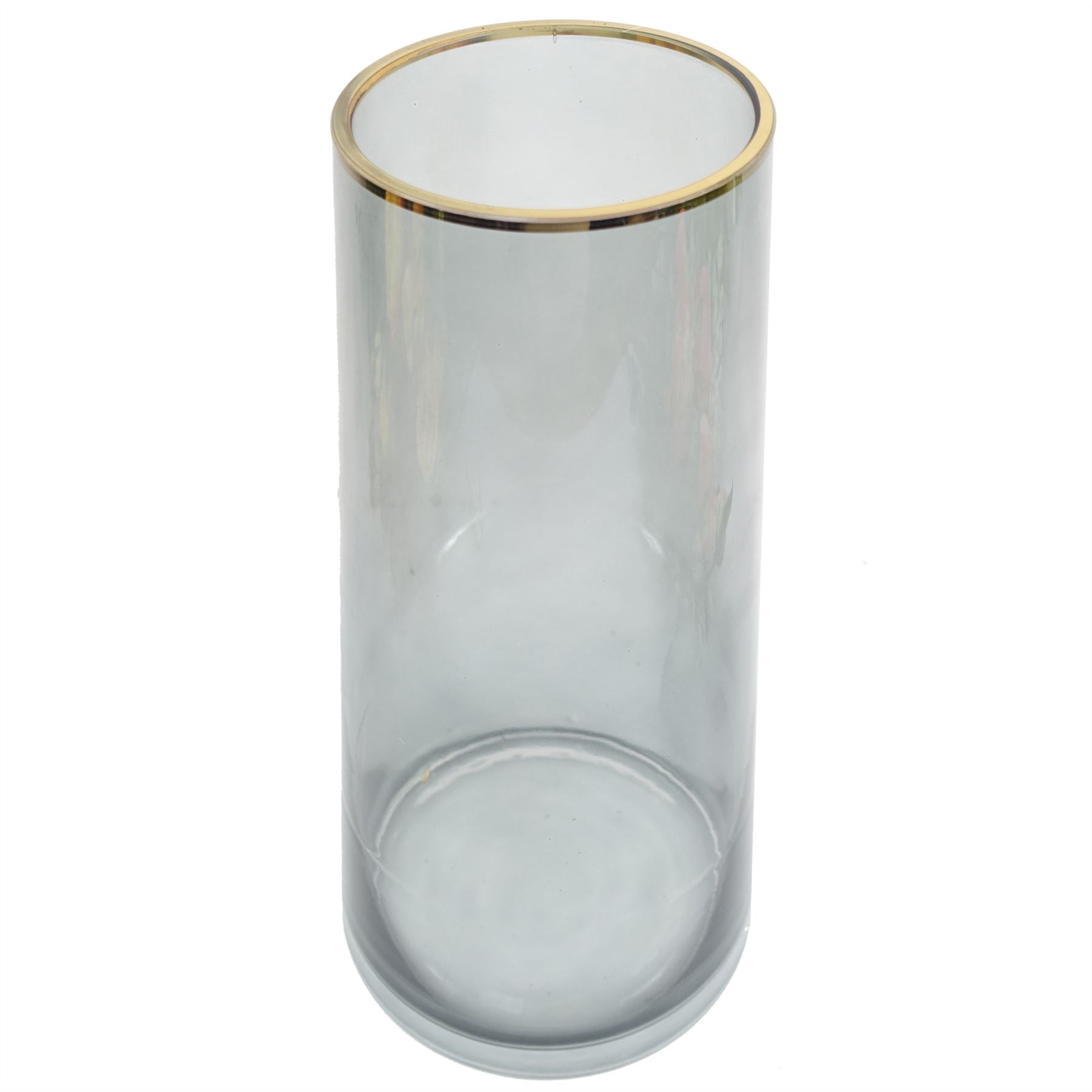 28cm Gold Rim Smoke Grey Glass Vase – image 3