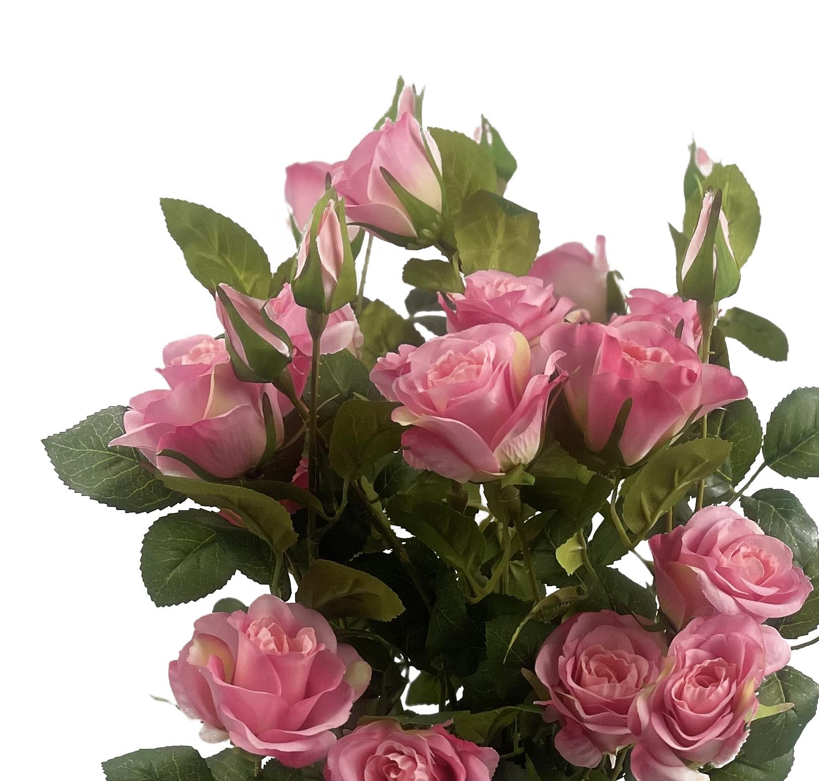 60cm Artificial Premium Rose Bush Pink Silk Flowers and Leaves – image 7
