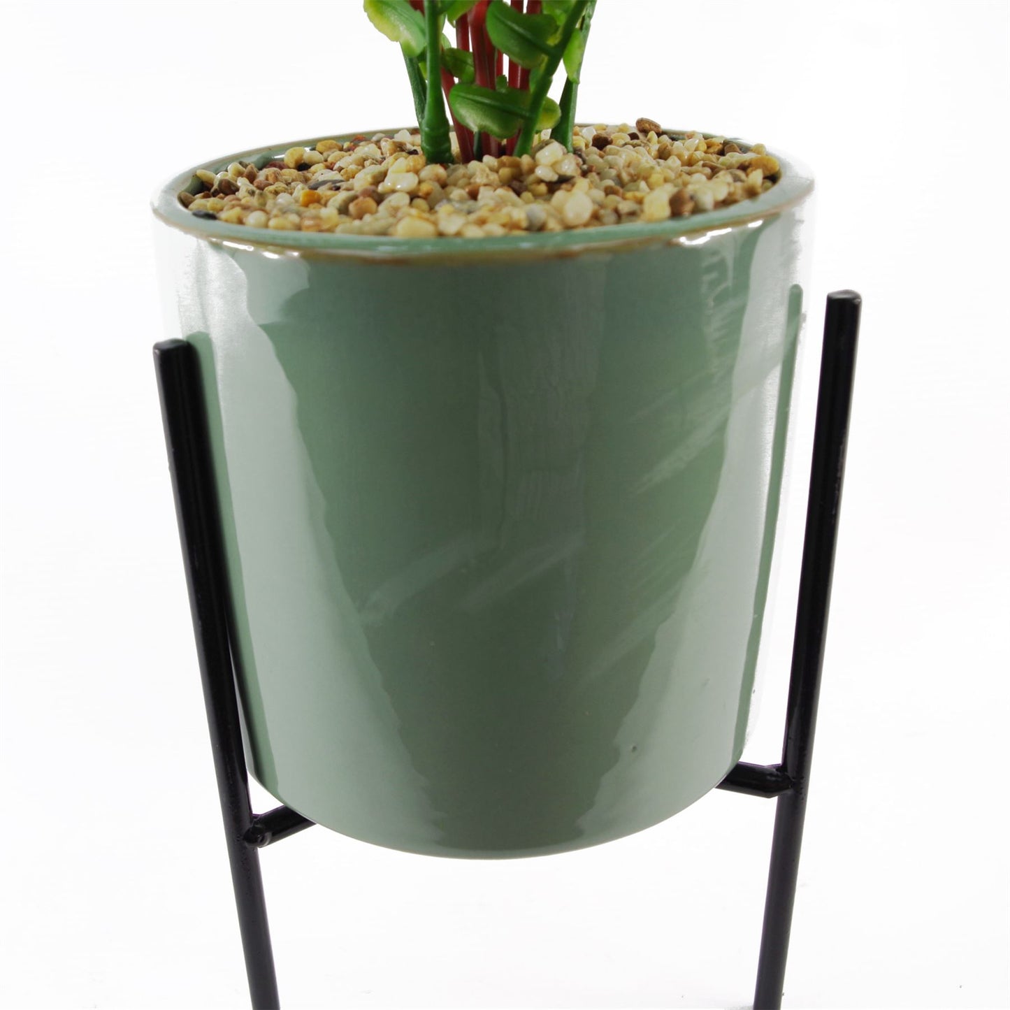40cm Artificial Fern with Ceramic Planter Stand – image 5