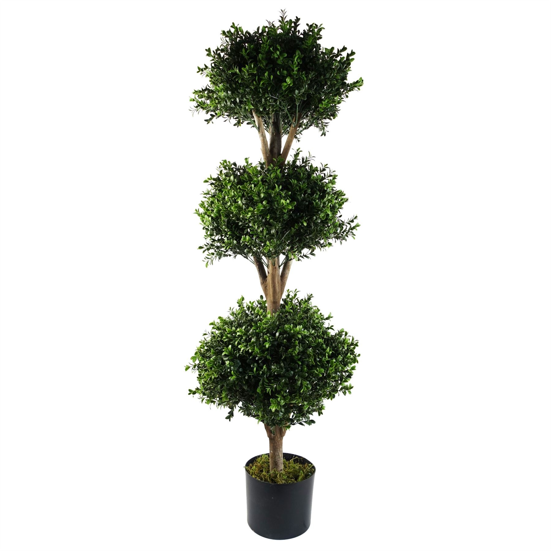 Artificial 120cm Buxus Triple Ball Tree UV Resistant Outdoor Topiary