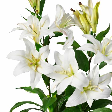Artificial 90cm Lily Stargazer Style Lillies Plant Large Flowers White – image 3