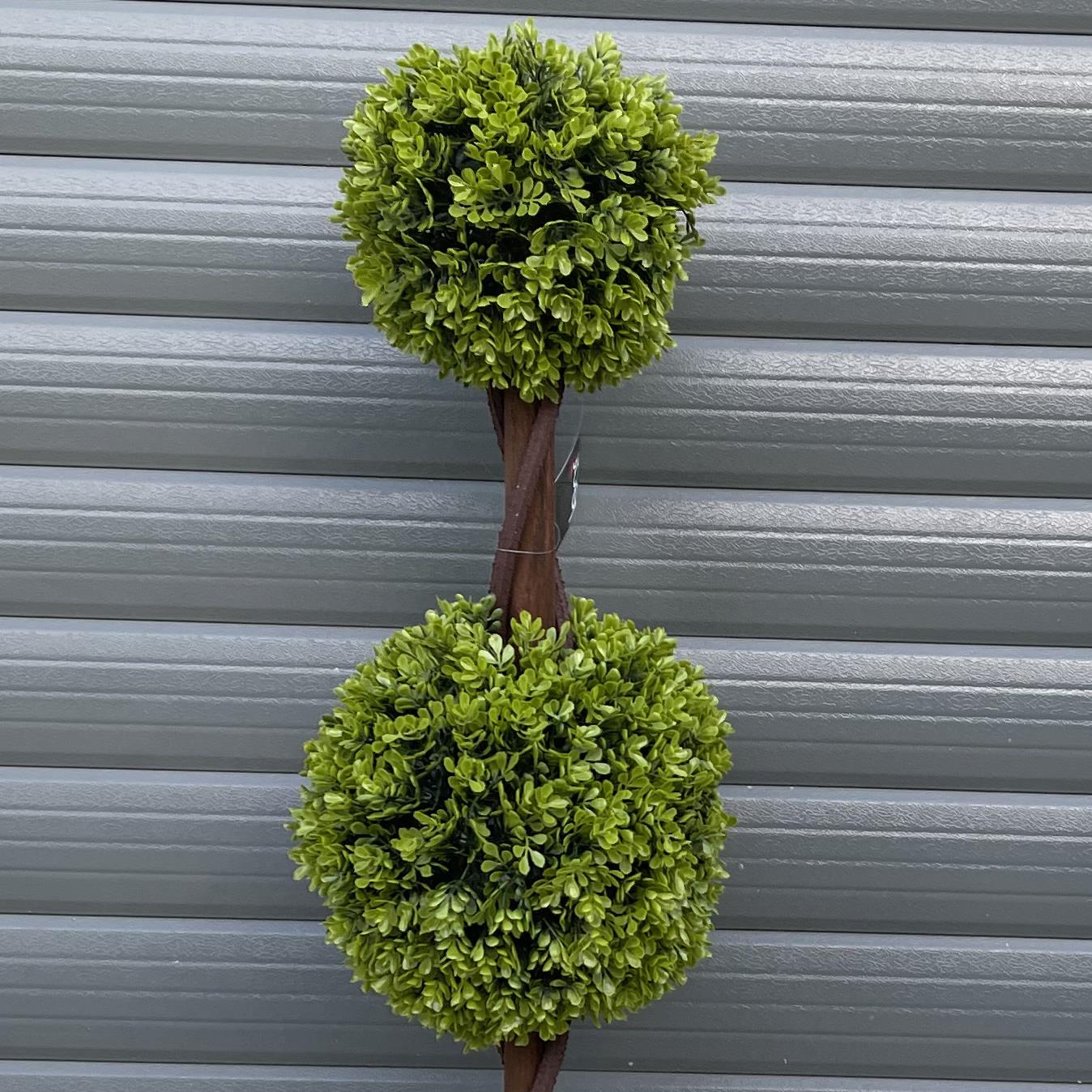 90cm Artificial Green Double Ball Topiary Tree – image 4