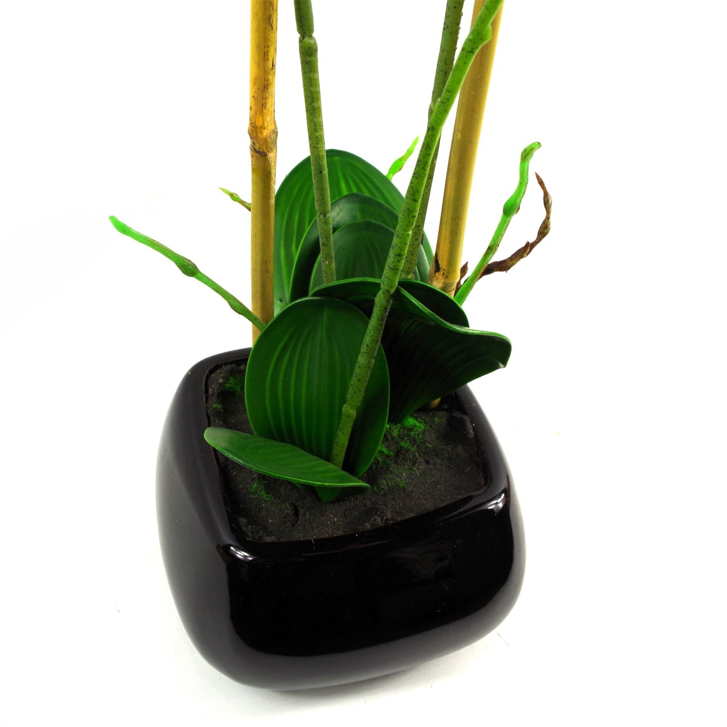 70cm Artificial Orchid Light Pink with Black Ceramic Planter – image 4