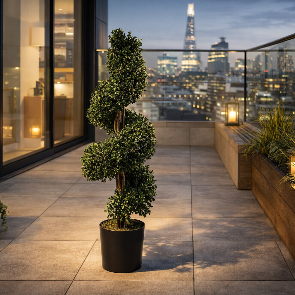 120cm Spiral Buxus Artificial Tree UV Resistant Outdoor Topiary – image 2