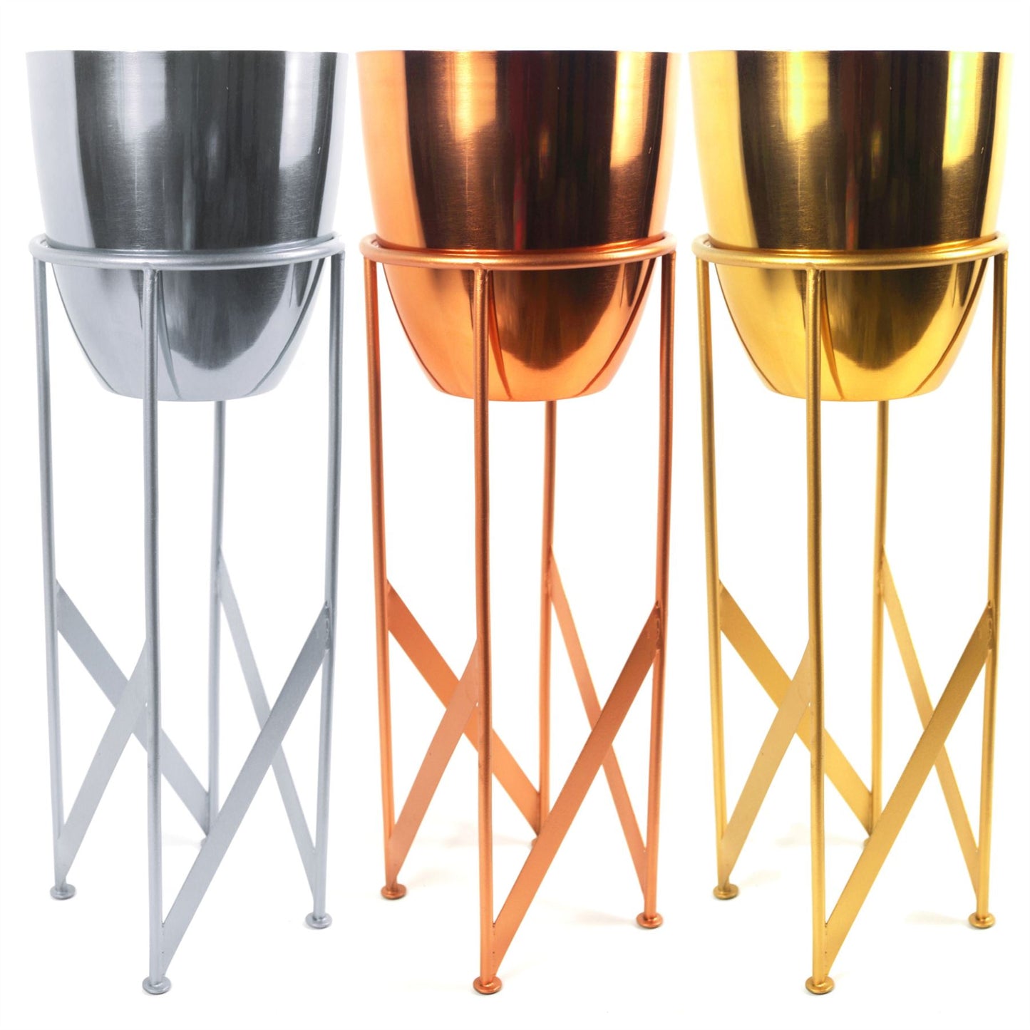 55cm Gold Planter with Matching Stand – image 2