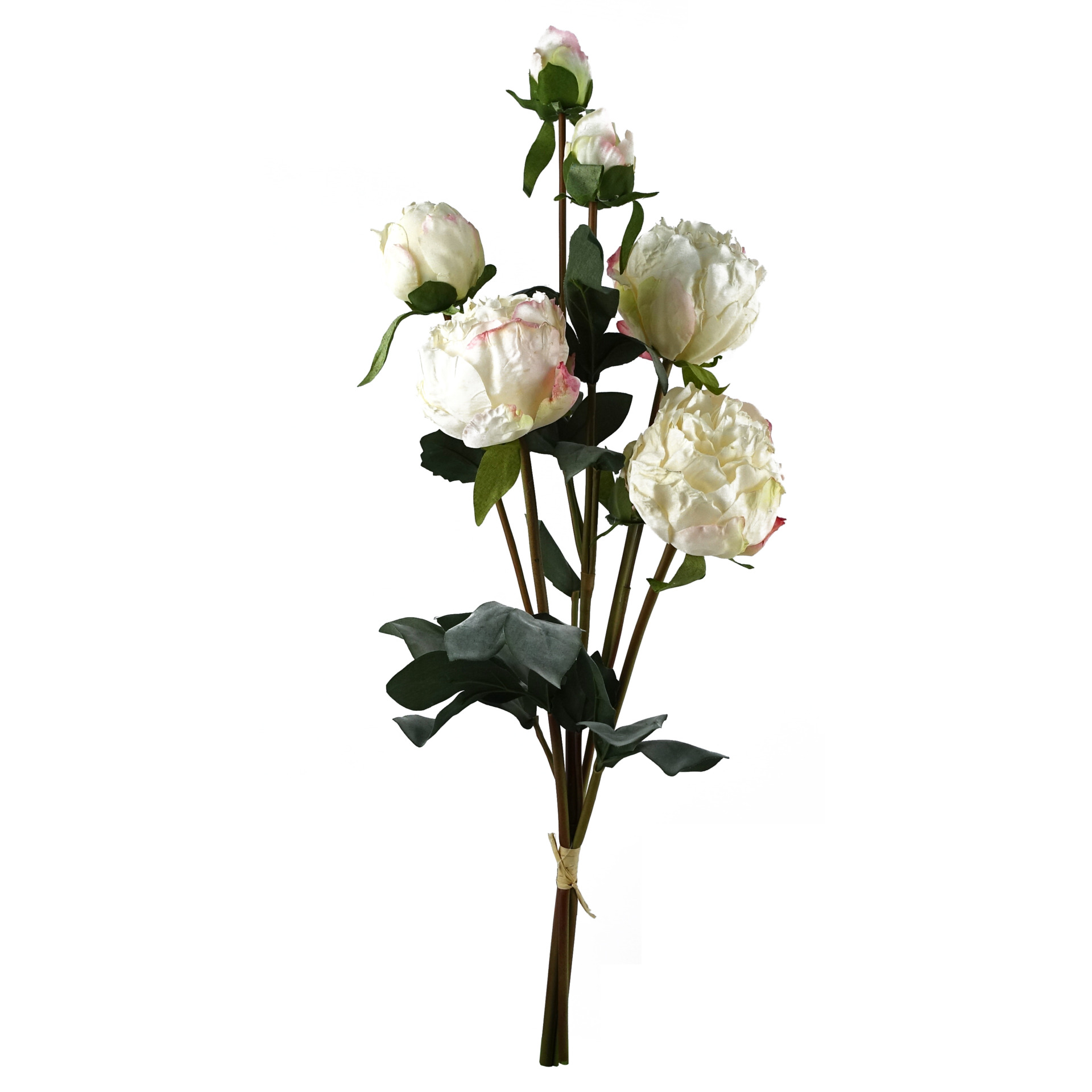 55cm Cream Peony Artificial Flowers Spray Leaf Design Wholesale